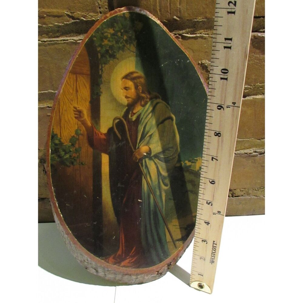 Vintage JESUS CHRIST Knocking at door decoupage wood religious Christian - Picture 3 of 6